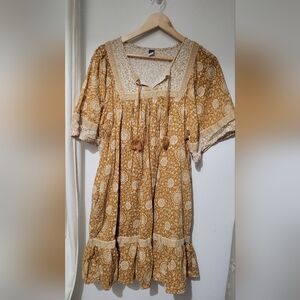 Bohemian Floral Dress with Tassels